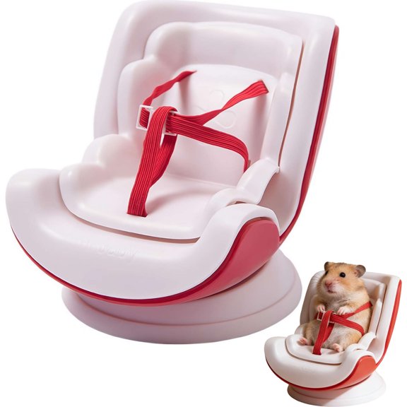 Hamster Car Seat with Adjustable Leash & Vent Clip, Small Animal Safety Carrier with Magnetic Base for Guinea Pigs Mice Gerbils, Secure Travel Vehicle Vent Holder with Buckle