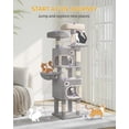 thumbnail image 4 of Cat Tree, 62.6‑Inch Tall Multi‑Level Cat Tower for Indoor Cats with Scratching Posts, Platforms, Cat Caves and Hanging Basket, Light Gray, 4 of 14