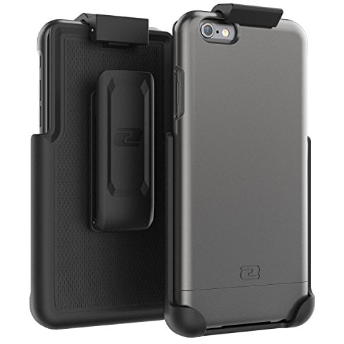 iPhone 6 6S Belt Clip Case, Encased (SlimShield Series) Hybrid Cover w/ Secure-fit Holster (Metallic Gray)