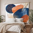 thumbnail image 3 of Navy Blue Burnt Orange Large Tapestry for Bedroom Wall Hanging Tapestry, Abstract Modern Geometric Ceiling Backdrop Tapestries Poster Blanket Wall Decor for Teens Room Living Room Dorm 85" x 90", 3 of 8