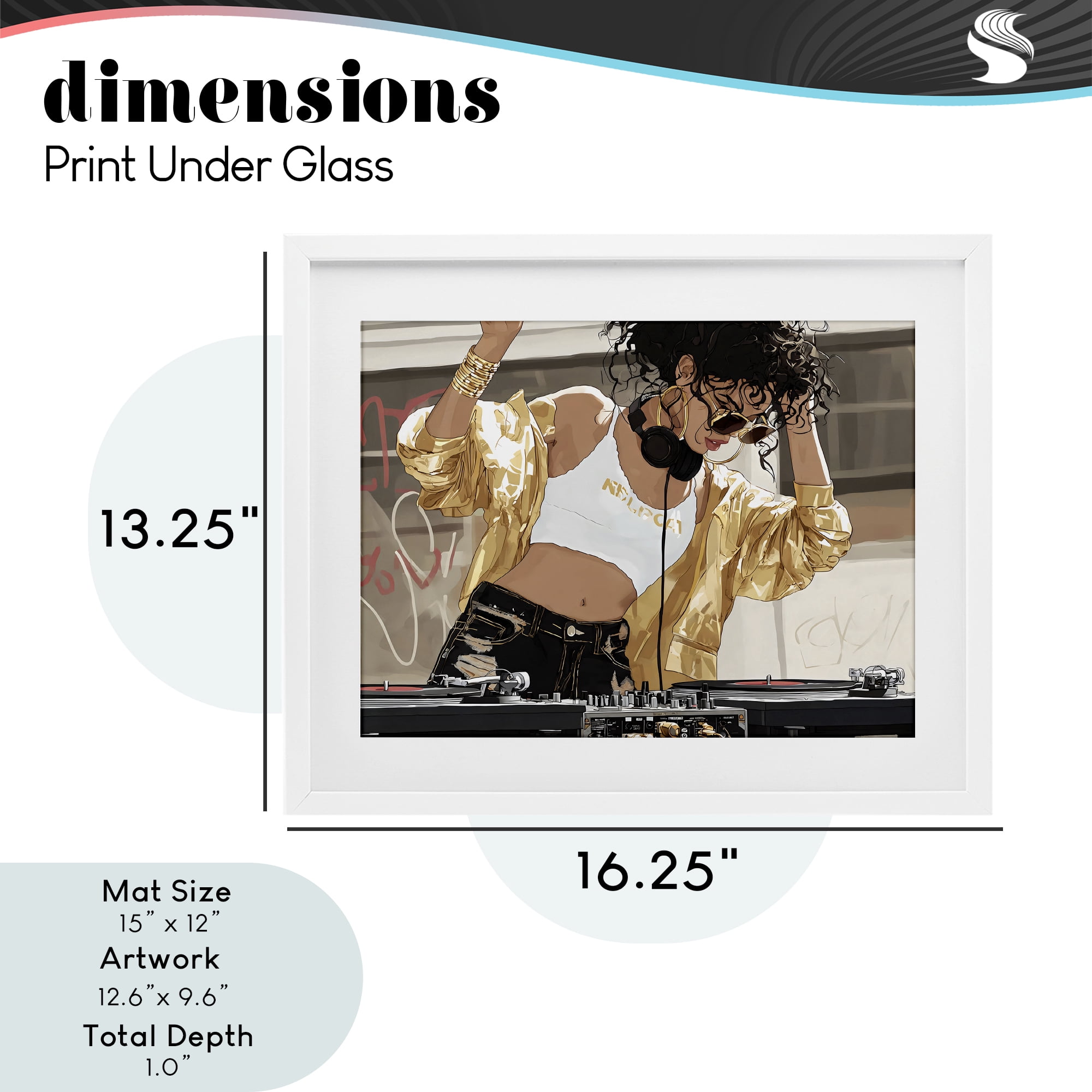 Stupell Industries Gold Accented DJ White Framed Print Under Glass, design by Franklyn Gregory