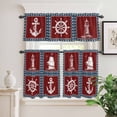 thumbnail image 3 of Kitchen Window Curtains Valance and Tier Set, Nautical Sailing Anchor Compass Rod Pocket Tier Curtain Valance Set, Lighthouse Star Blue Red Light Filtering Cafe Curtains for Bedroom Living Room, 3 of 9