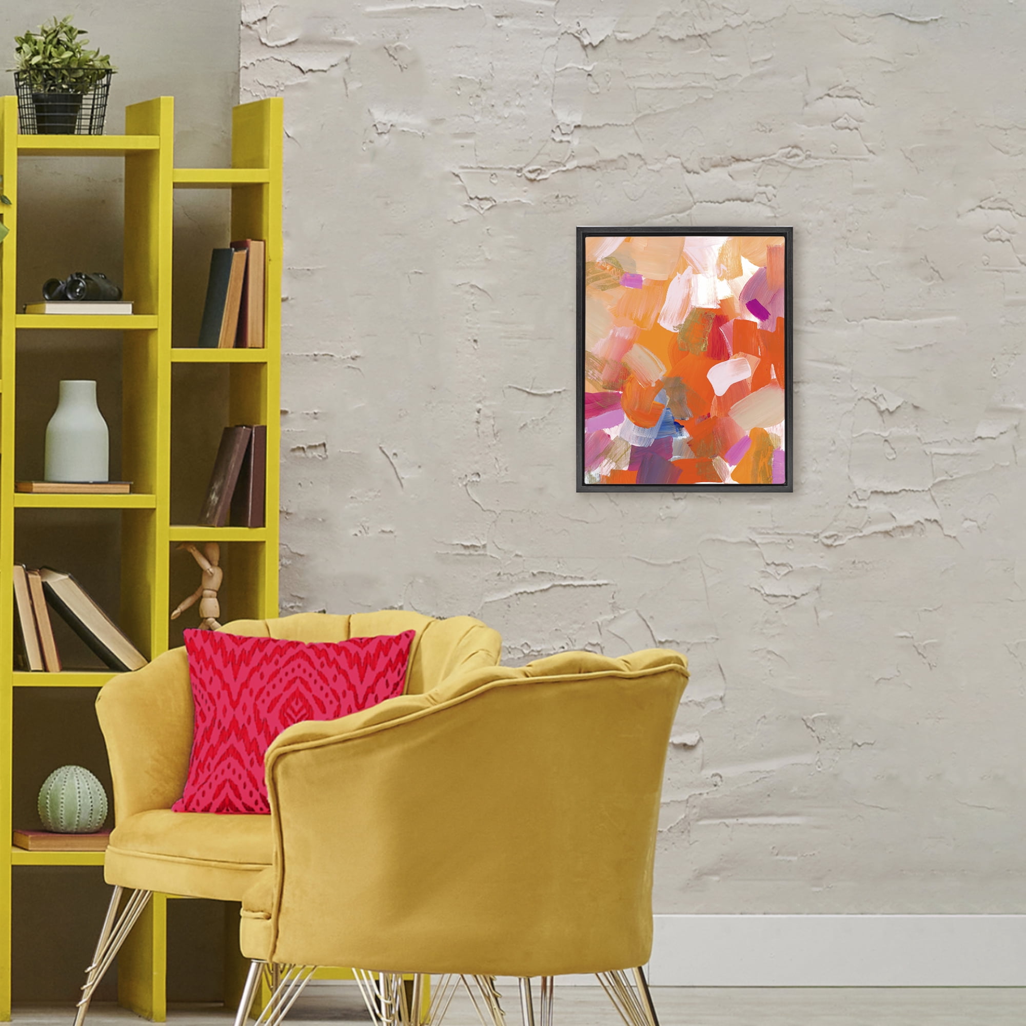 Stupell Industries Confetti Petals Abstraction Black Framed Floater Canvas Wall Art, design by Lanie Loreth