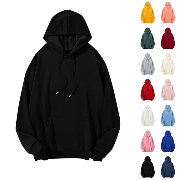 Chiccall Mens Fleece Hoodie Oversized Solid Long Sleeve Sweatshirts Fleece Warm Pullover with Pocket