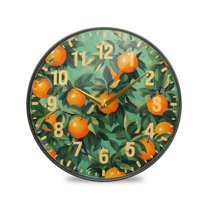 Yayeee Wall Clock Battery Operated 11.9" Silent Non-Ticking for Living Room, Orange Tree Pattern