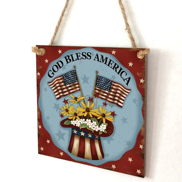 Inteprter 2 piezas de letreros de colgantes adornos colgantes cuadrados Día de la independencia americana letreros de garaje para hombres Decoración del hogar JM01417 Inteprter HA011999-01