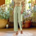 thumbnail image 2 of ROHUUQUE Jogger Pants for Women Cotton Linen Mid Rise Elastic WaistSolid Loose Cropped Trousers with Side Pockets Side Button Green, 2 of 8