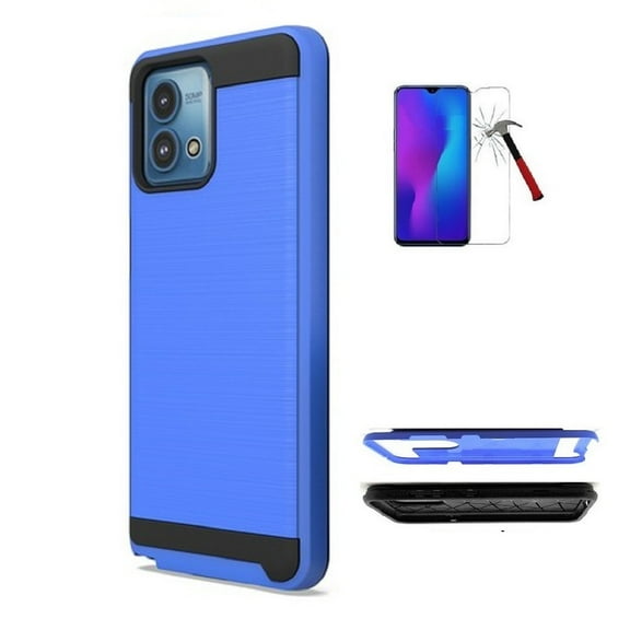 Phone Case for Motorola Moto G Stylus 5G (2023), Slim Hard Cover Case with Tempered Glass (Blue)