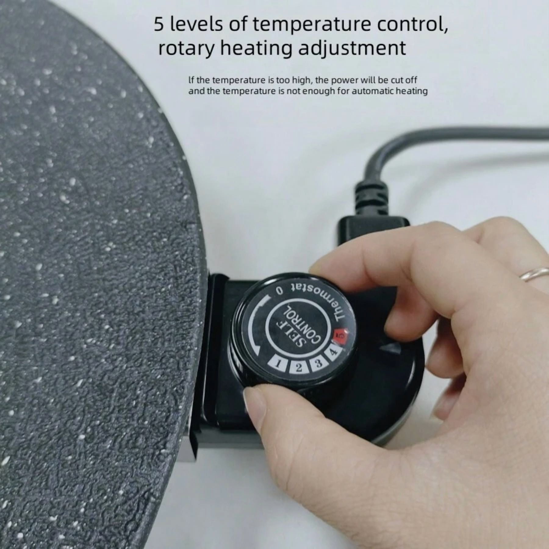 Home Multifunctional Medical Stone Non-Stick Electric Grill Pan, Red Handle, Five-Speed Temperature Control, Fast Heating And Easy-To-Clean Korean Electric Grill, You Can Grill Delicious Barbecue At