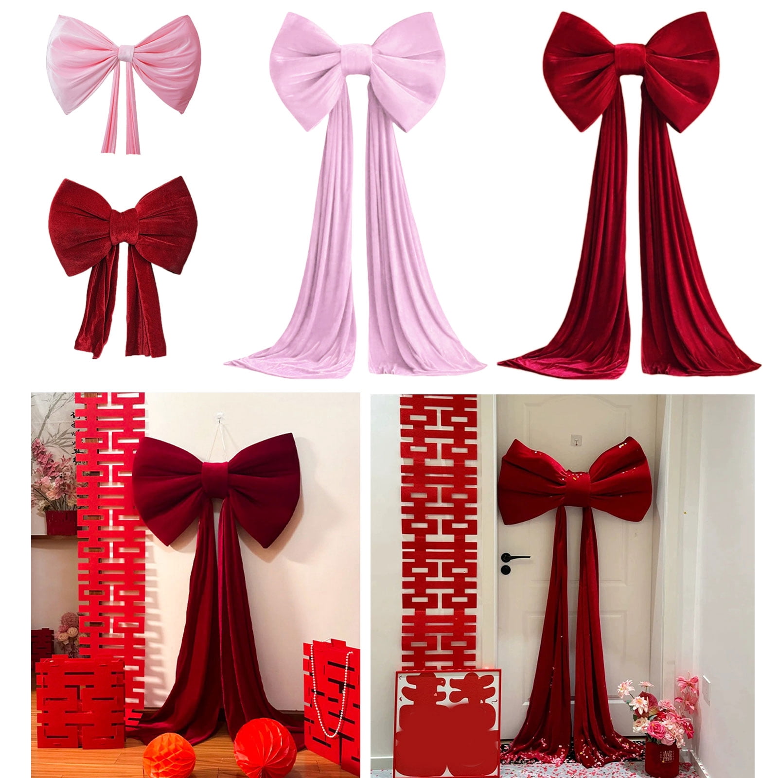 Large Red Plushie Bow Tie For Wedding And Party Backdrop Decoration With Vibranted Color And Soft Texture