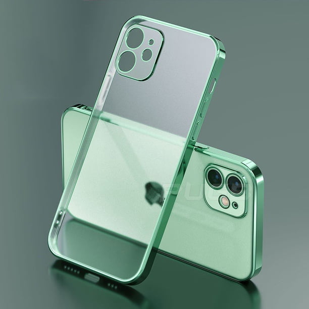 Luxury Plating Square Frame Matte Soft Silicone Case for iPhone 11 12 13 Pro Max Mini XR X XS 7 8 Plus SE 2020 Transparent Cover