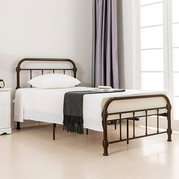 Mecor Bed Twin Size Platform Metal, Vintage Bronze Bed Frame