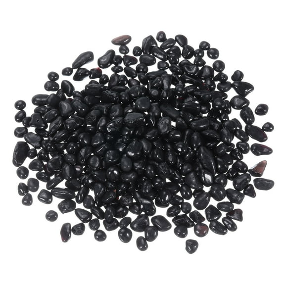 Round Fire Glass Beads for Fire Pit, Vase Fillers Beads Gems for Fish Tank Aquarium 6-9mm 300g/0.67 Lbs Black