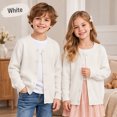 thumbnail image 2 of White Cardigan for Girls 3t, Kids School Uniforms Long Sleeve Button Down Knit Cardigans Sweater Tops, 2 of 7