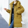 thumbnail image 3 of Black and Friday Clothing Sales Idoravan Women's Quilted Puffer Coat,Fashion Women Zipper Coat Long Jacket Winter Long Sleeve Long Down Cotton Yellow XL, 3 of 6
