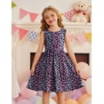 thumbnail image 3 of Arshiner Toddler Girls Summer Dress Back Bowknot Sleeveless Twirly Casual Beach Party Sundress with Pockets, 3 of 6