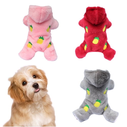 Cheers.US Dog Pajamas Hooded All Matched Flannel Plush Pet Outfit Onesie Coat Winter Supplies for Small, Medium, Large Dogs Walking Hiking Travel Sleep