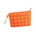 thumbnail image 3 of Bolsa de maquillaje para mujer, gran capacidad, abierta, acolchada, portátil, práctica para viajes naranja, 3 of 9