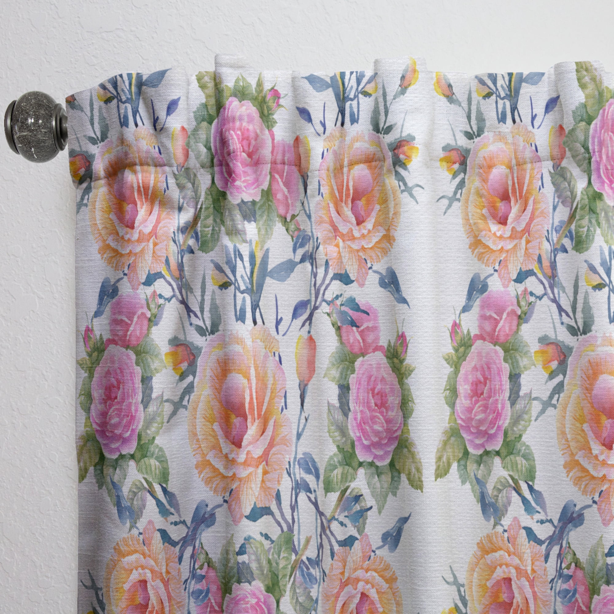 Designart 'Blossom Pink XXXIV' Floral Curtain Panel