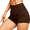 1,Coffee, variant on ANYFIT WEAR Tummy Control Shapewear Underwear for Women Seamless Shaping Mid Waisted Panties Slimming Stripe Lace Panty