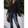 thumbnail image 4 of Blouses en Chiffon Col en V pour Femmes Manches Ballon Décontractées, 4 of 6