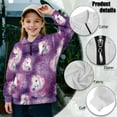 thumbnail image 6 of COEQINE Girls Fashion Quarter Zip Sweatshirt with Collar, Loose Fit Long Sleeve Pullover, Printed Casual Top for Kids and Teens, Ages 7-8, Horse Cherry Blossom Violet, 6 of 7