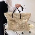 thumbnail image 5 of Women Straw Woven Tote Large Beach Handmade Weaving Shoulder Bag Purse Straw Handbag - Beige, 5 of 5