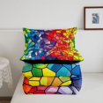 thumbnail image 5 of Manfei Cartoon Rainbow Queen Comforter Set, Tribal Abstract Comforter Sets Queen, Blue Red, Black Reversible, 3 Pieces, 1 Comforter and 2 Pillowcases, 5 of 7