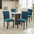 thumbnail image 2 of GarveeHome Dining Chairs Set of 2 Upholstered Parsons Diner Room Chair Sets Fabric Kitchen Chairs with Nailhead Trim/Wood Legs and Padded Cushion Modern Living Room Chairs, Dark Blue, 2 of 9
