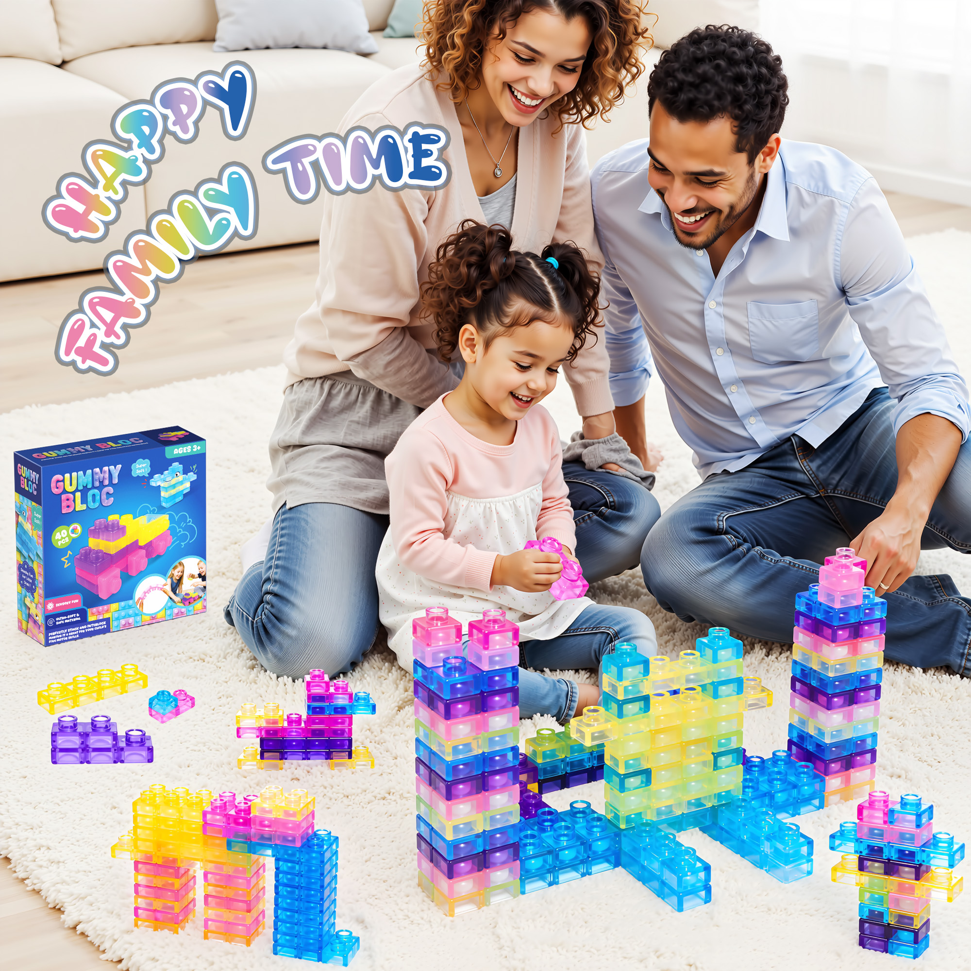 JOY SPOT Gummy Bloc 40-Piece Soft Building Blocks photo 7
