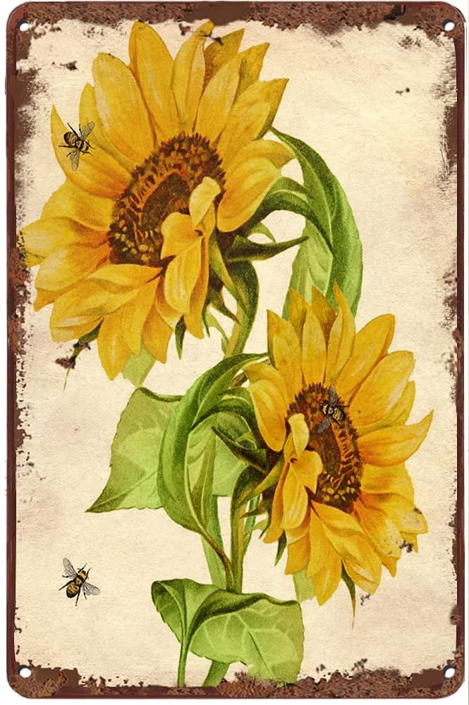 Hanging Tin Sunflowers  12"D Tin Wall Decor Metal Flower  4 Sizes Available 