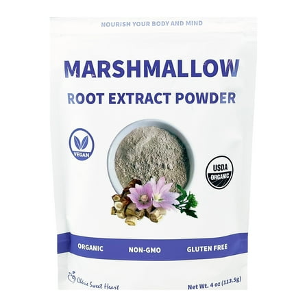 USDA Organic Marshmallow Root Powder, Filler Free, Traditional Use, No GMOs, Vegan Friendly, 4 Ounces