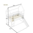 thumbnail image 7 of Miniyam Wood Twin Over Twin House Bunk Bed with Slide & Guardrail for Kids, White, 7 of 7