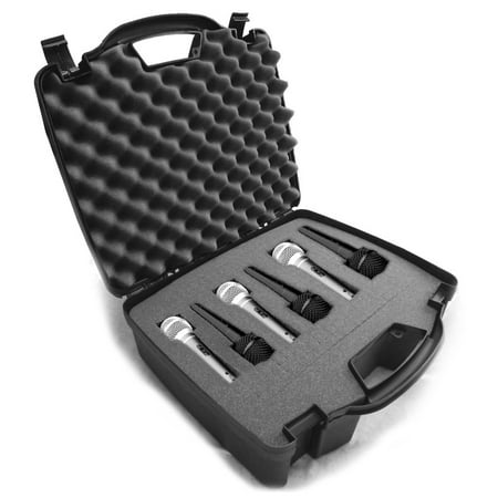 STUDIOCASE Six Mic Cardioid Dynamic and Vocal Microphone Hard Case w/ Dense Internal Customizable Foam - Fits Multiple Shure SM58 , SM48 , PG48 , SM57 , PG58 XLR Microphones and