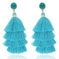 thumbnail image 1 of Pendientes de borlas en capas de colores, estilo bohemio, con borlas escalonadas., 1 of 1