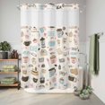 thumbnail image 6 of No Hook Shower Curtain with Built-in Rings - Cartoon Coffee Washable Waterproof Fabric Bathroom Curtains for Hotel,Rentals, 72X 96 Inch Extra Long , Gift for Coffee Lover, 6 of 9