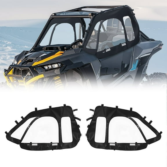 UTV Cab Enclosure Upper Doors Zipper Compatible with Polaris RZR XP 1000/XP Turbo 2014-2023, Heavy-Duty Soft PVC Cab Enclosure with Transparent Panels, Reflective Strips, and Easy Installation