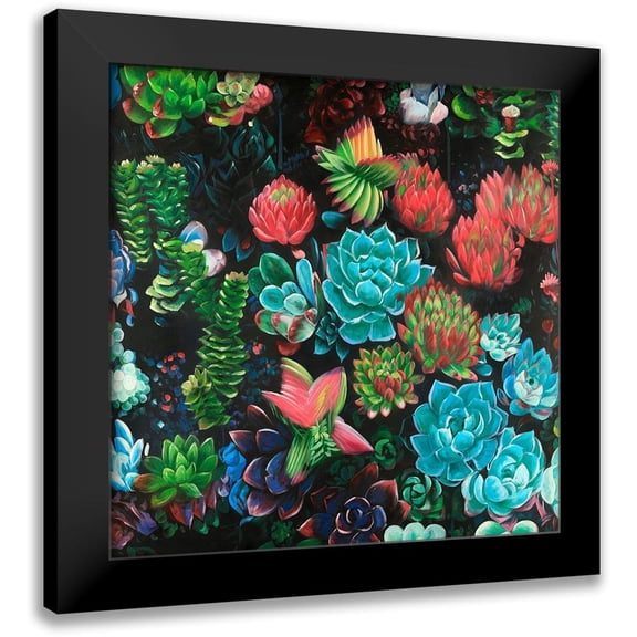 Atelier B Art Studio 12x12 Black Modern Framed Museum Art Print Titled - SET OF COLORFUL SUCCULENTS