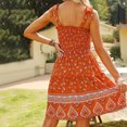thumbnail image 6 of USSUMA Boho Floral Printed Women's Dresses Short Mini Sundresses for Women Casual Summer Sleeveless Spaghetti Strap Ruffle Flowy Aline Swing Sun Dress Beach Vacation Square Neck Graduation Dress, 6 of 6