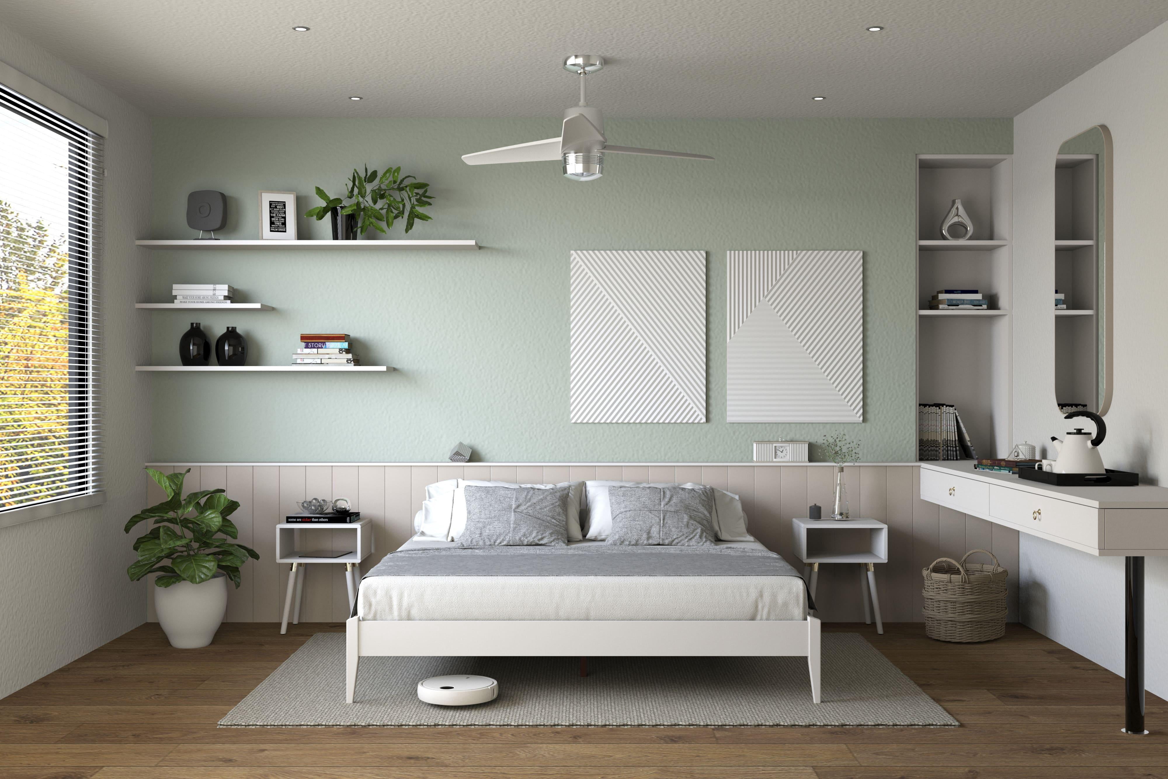 Keelin 15" King Size Platform Bed Frame, Modern, Solid Wood Bed, Ivory White