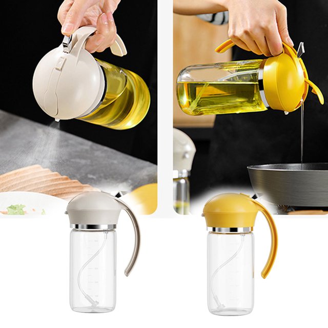 Oil Spray Bottle, Graduated Measurement Oil Dispenser, Stainless Steel Construction, Easy Pour Valve, For Kitchen Cooking, Non-Stick Coating, Fryer Pan Greaser, Compact Design, Household Cooking