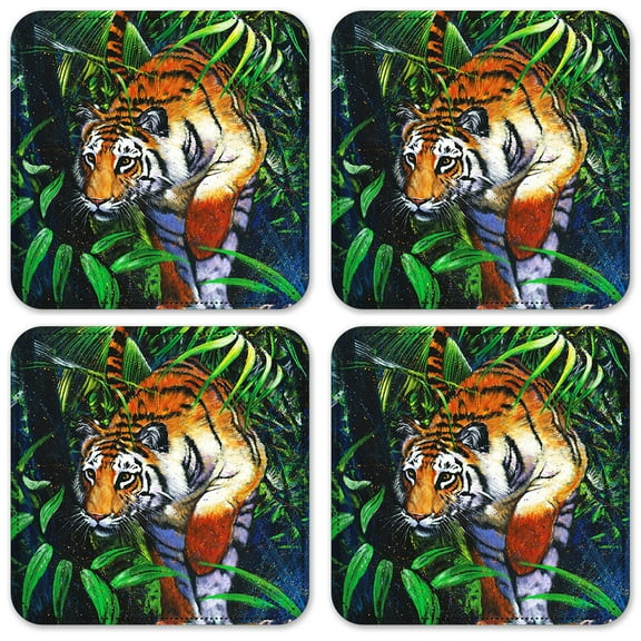 Vinyl Drink Coasters - Set of 4 - Crouching Tiger