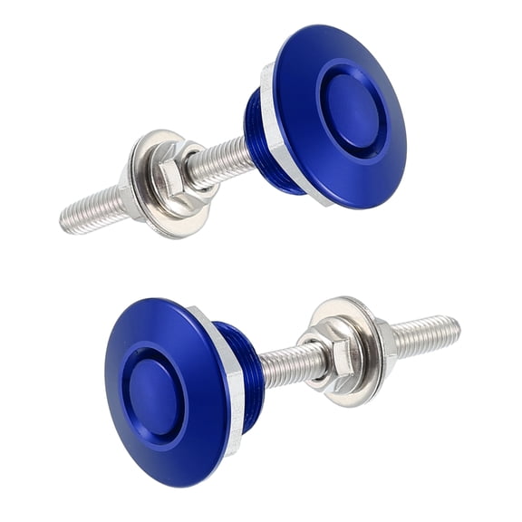Unique Bargains 2 Pcs Blue Bumper Quick Release Lock Latch Aluminum Alloy Hood Pin Lock Push Button Bonnet