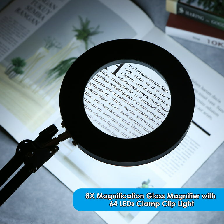 10X Illuminated Magnifier USB 3 Colors 64 LEDS Magnifying Glass