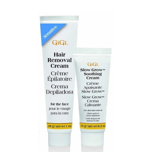 GiGi Hair Removal Cream for Women with Slow Grow Soothing Cream, 2-Step Hair Removal System for Sensitive Skin
