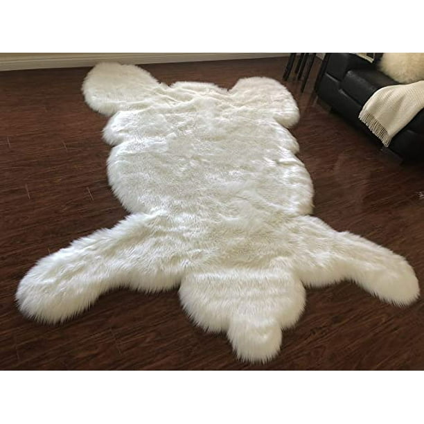 Lambzy Faux Sheepskin Super Soft Bear Skin Silky Shag Rug (5’x7’ Feet