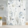 thumbnail image 3 of Extra Long Blue Watercolor Floral Shower Curtain 72 x 84 Inch, Waterproof Fabric Minimalist Flowers Bathroom Shower Curtain with 12 Hooks, 3 of 6