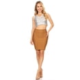 thumbnail image 2 of Women's Solid Zipper Stretch Striped Fitted Bandage Bodycon Mini Pencil Skirt, 2 of 6