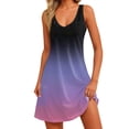 thumbnail image 2 of Summer Dresses for Women 2026, Gradient Ombre Sleeveless Dress, V-Neck Tank Casual Sundress with Pockets Dark Purple XL, 2 of 7