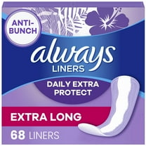 Always Daily Extra Protect Panty Liners, Extra Long Length, Unscented, 68 Count